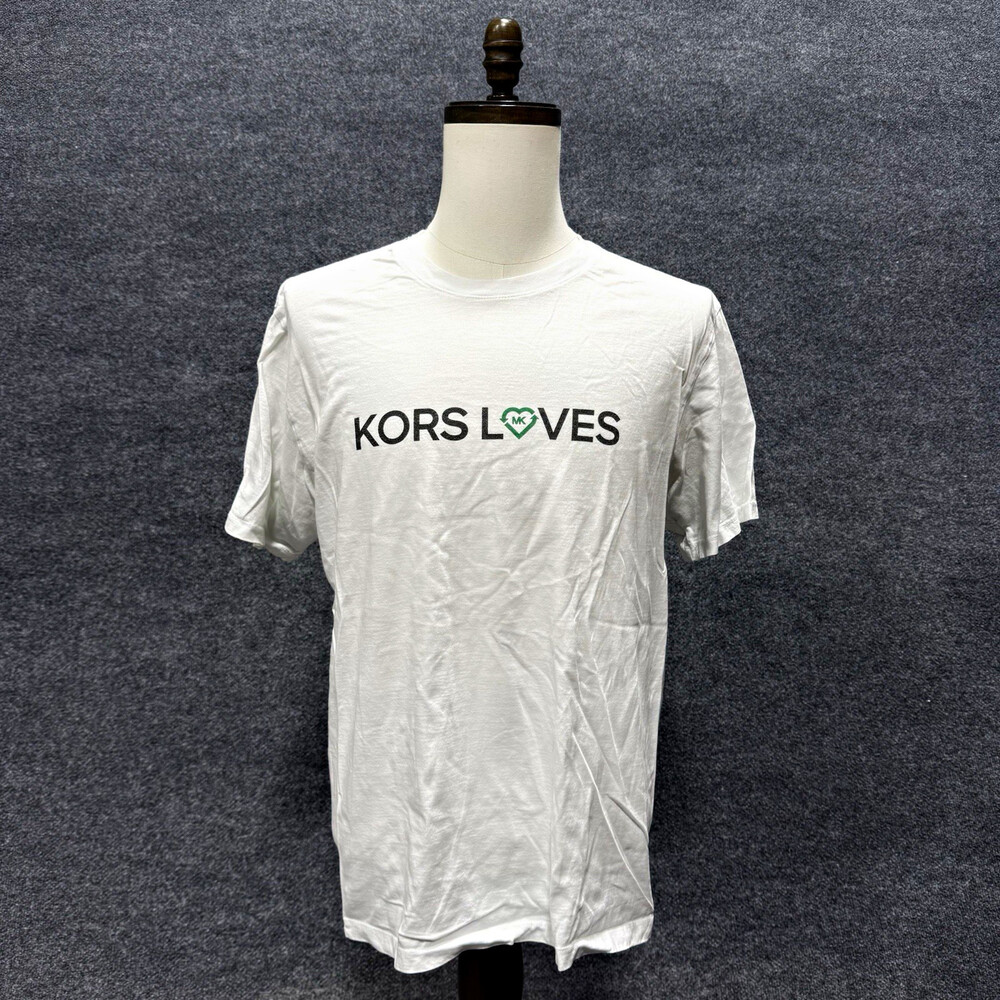 Michael Kors Kors Loves T Shirt Mens Large White Organic Cotton Graphic Tee